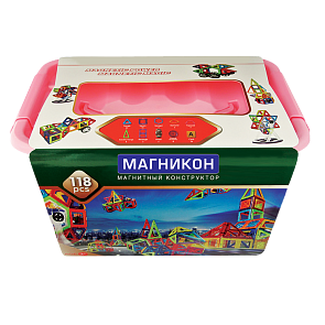 Конструктор магнитный в кейсе, 118 элементов (Магникон, МК-118)